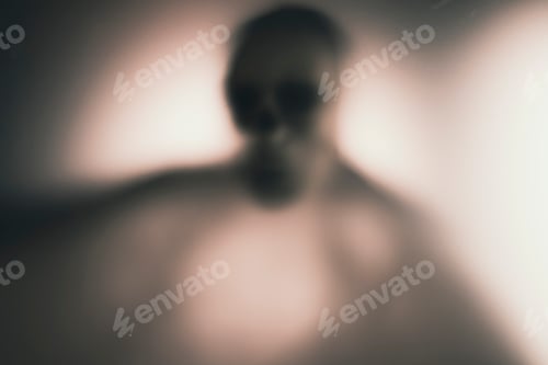 Preview: Shadow blur of horror skeleton. Halloween background.