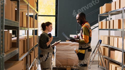 Preview: Coworkers team doing supplies logistics