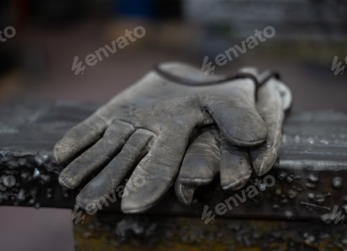Preview: safety gloves of an industrial metal worker