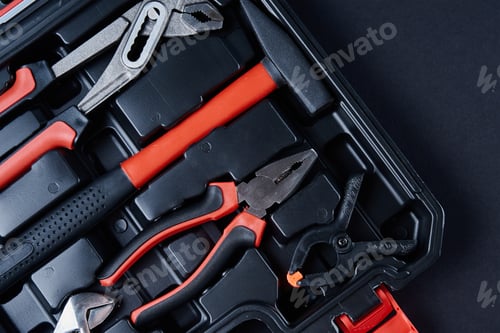 Preview: Toolbox with hand instruments for repair and maintenance, close up
