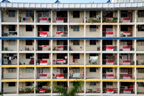 Preview: Singapore flags displayed on apartment balconies in celebration of National Day