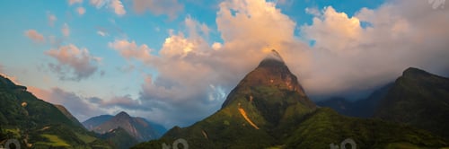 Preview: Scenic view dramatic beautiful sunset sky. Natural Sunset Sunrise on meadow silhouette shadow sky