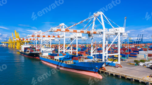 Preview: Container ship global business freight import export logistic transportation.