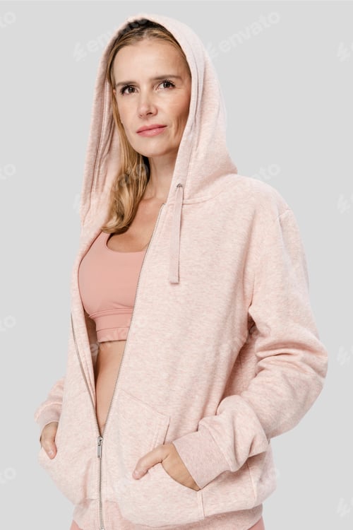 Preview: Beautiful woman wearing pink sportswear front view