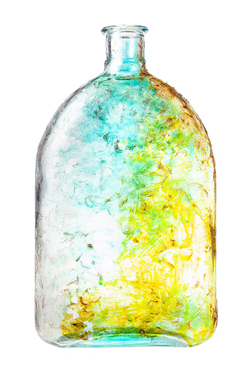 Preview: hand painted glass flask isolated on white