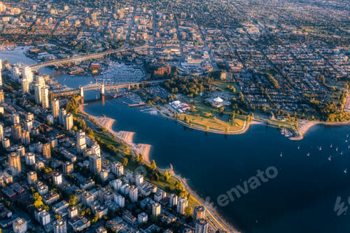 Preview: Aerial view of Stanley Park and Downtown Vancouver, BC, Canada
