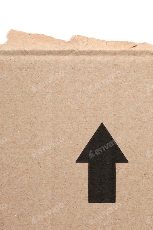 Preview: Cardboard Box Texture with Arrow Pointing Upward