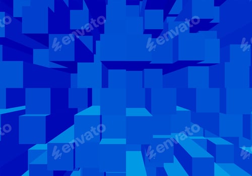 Preview: Abstract blue digital 3D blocks background