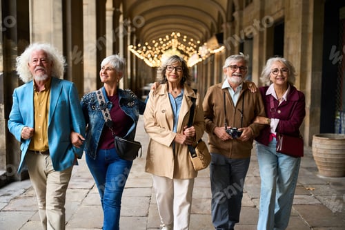 Preview: Group of seniors walking and enjoying a city break