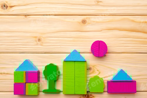 Preview: Multicolored details of toy constructor top view