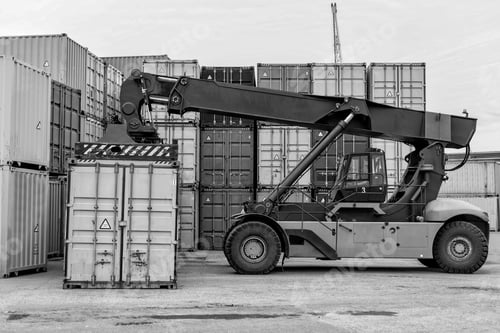 Preview: Mobile stacker handler in action at a container terminal. ❤️ nominated 💔