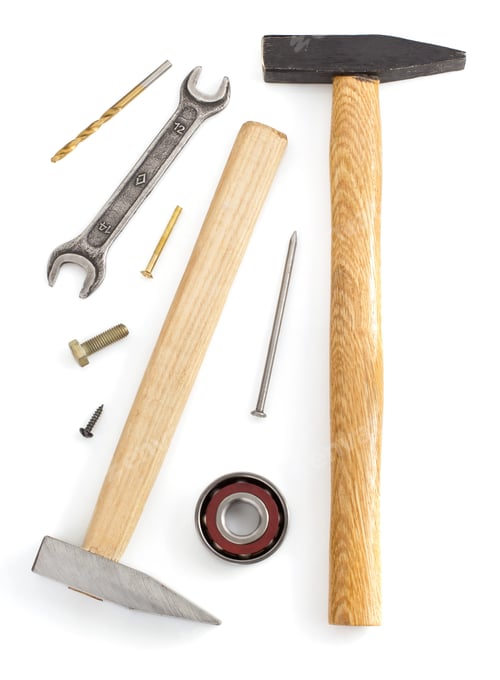Preview: set of tools and instruments on white