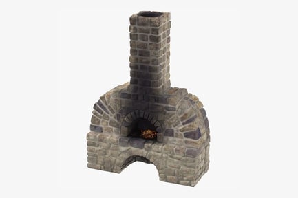 Visualização: Forno de ferreiro de pedra com chaminé