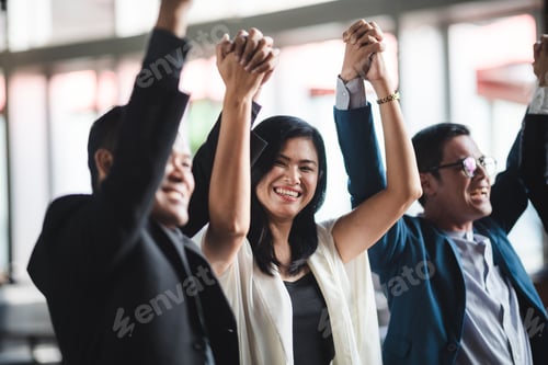 Preview: Group of sucessful business person and coworker hand shaking with smile and happy