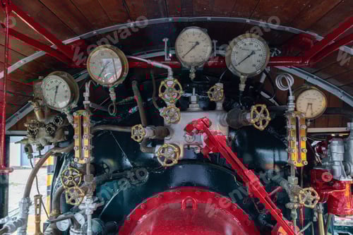 Preview: the train's diesel engine, railway track in depot of train