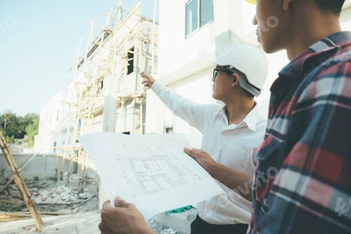 Preview: The engineering team working at building site meeting and discussing.