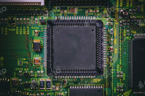 Preview: Computer circuit board closeup. CPU, processor, electronic components and wiring