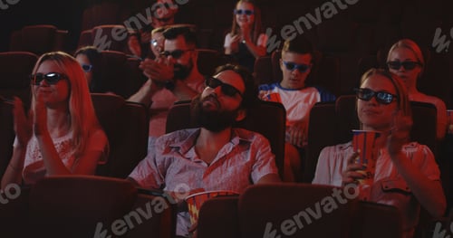 Preview: Medium Shot Of A Man Sleeping Through A Movie In A Cinema