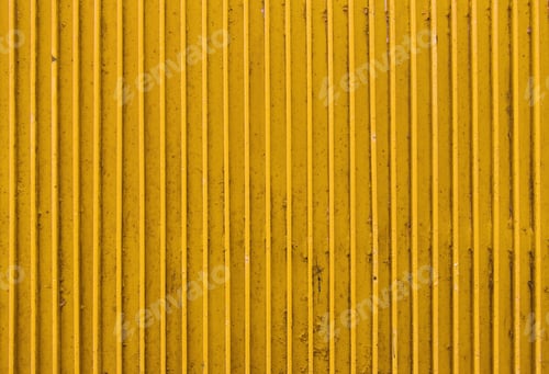 Preview: old yellow painted metal ribbed surface