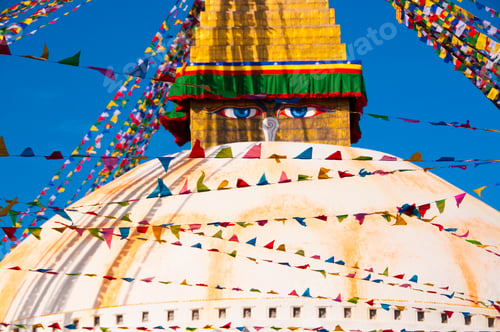 Preview: The Wisdom eyes on Boudhanath stupa landmark of Kathmandu , Nepal