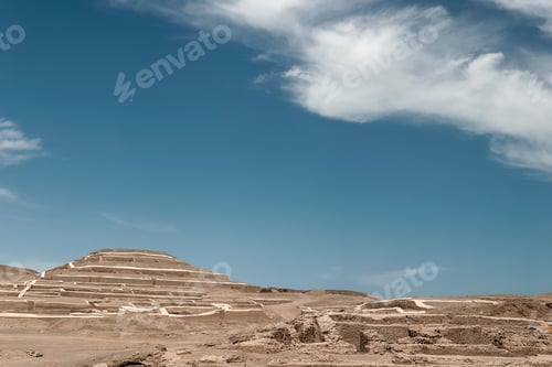 Preview: The ancient adobe structure of huaca pucllana, a pre-inca ruin in the miraflores district of lima