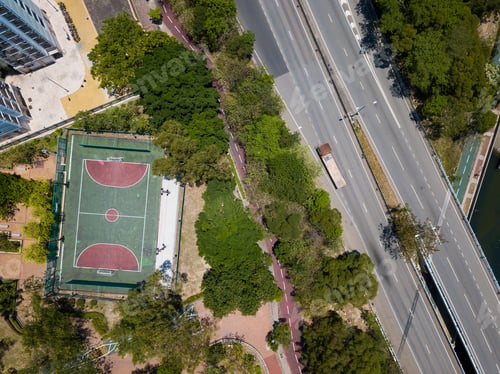 Preview: Top view of the road in city