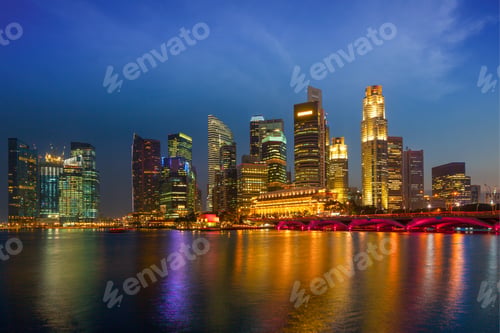 Preview: Singapore skyline in evening