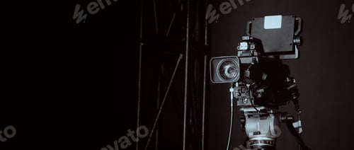 Preview: TV Camera broadcast on the crane tripod for shooting or recording and broadcasting