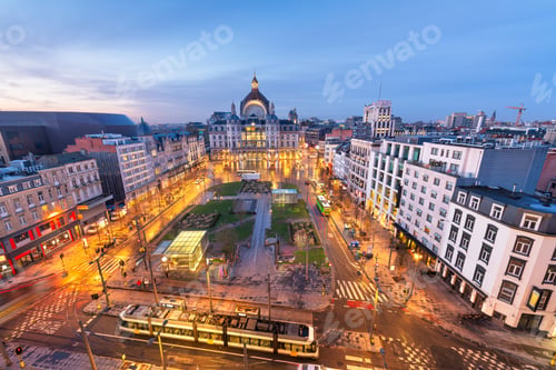 Preview: Antwerp, Belgium cityscape at Centraal Railway Station