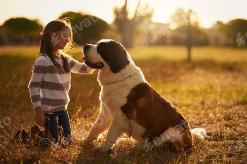 Preview: Whos a good boy. Shot of a cute little girl teaching her dog a trick while they play outside.