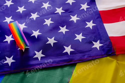 Preview: Bracelet with gay colors on an American flag, to claim rights.