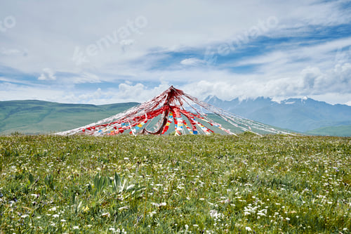Preview: Prayer flags in landscape, Luhuo, Sichuan, China