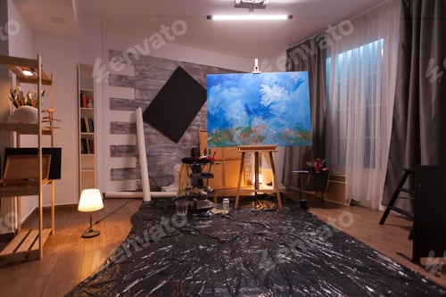 Preview: Abstract painting on wooden easel
