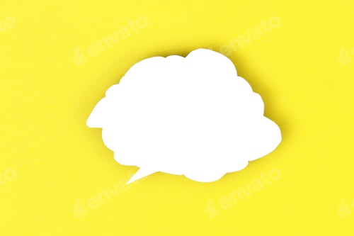 Preview: White paper speech bubble on a yellow background