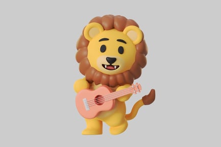 Preview: Cartoon lion playing ukulele asset