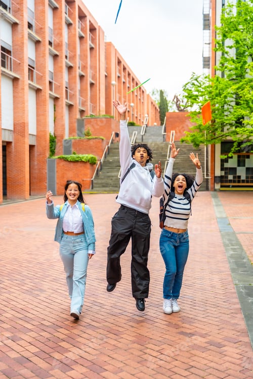 Preview: Students throwing folders celebrating the end of the course