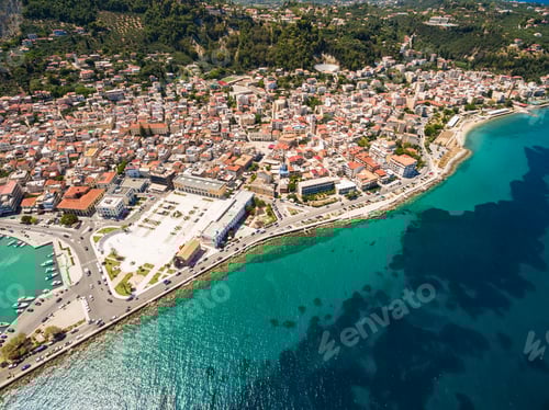 Preview: Aerial view of Zakynthos city in Zante island, in Greece