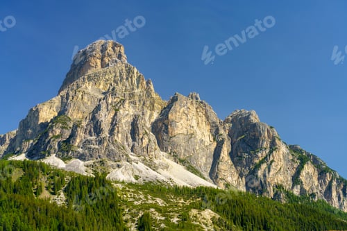 Preview: Mountain landscape along the road to Campolongo pass, Dolomites