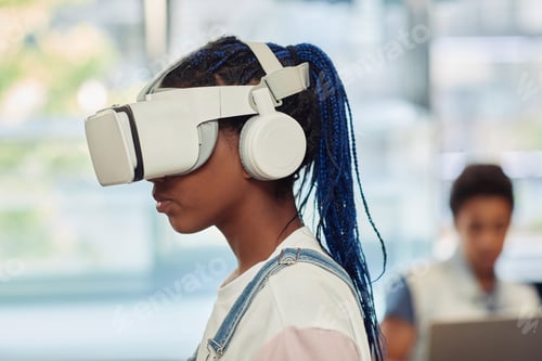 Preview: Girl Wearing VR Side View