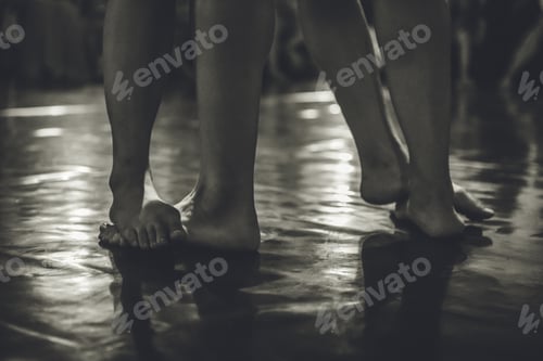 Preview: An interesting element of movement in modern dance. Black and white photography.