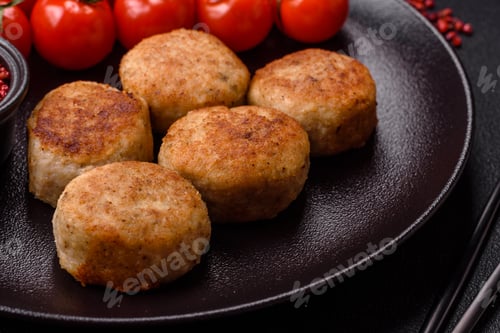 Preview: Delicious fresh fried minced fish cutlets with spices and herbs