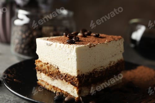 Preview: Composition with tasty tiramisu and coffee. Delicious dessert