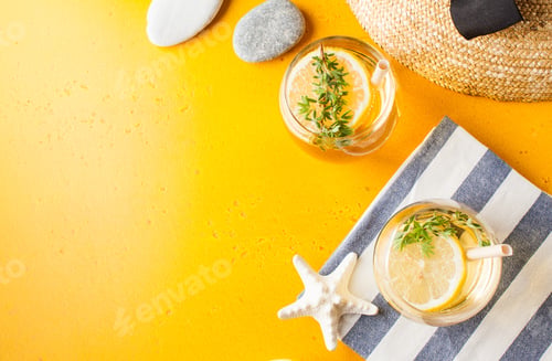 Refreshing Summer Drinks with Lemon and Beach Vibes