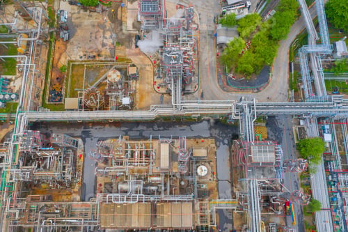 Preview: Petrochemical oil refinery in Bangkok City, Thailand. Oil and gas tanks in industry factory.