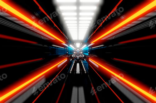 Preview: 3D Rendered Illustration, visualisation of a science fiction spaceship, gangway