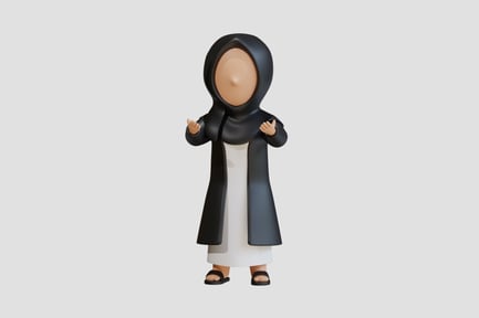 Preview: Muslim Woman 3D Character Open Arms Pose
