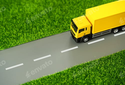 Preview: The truck is driving along the road. Logistics and industry.