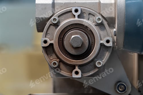 Preview: Close-up of an industrial gear motor with metallic texture