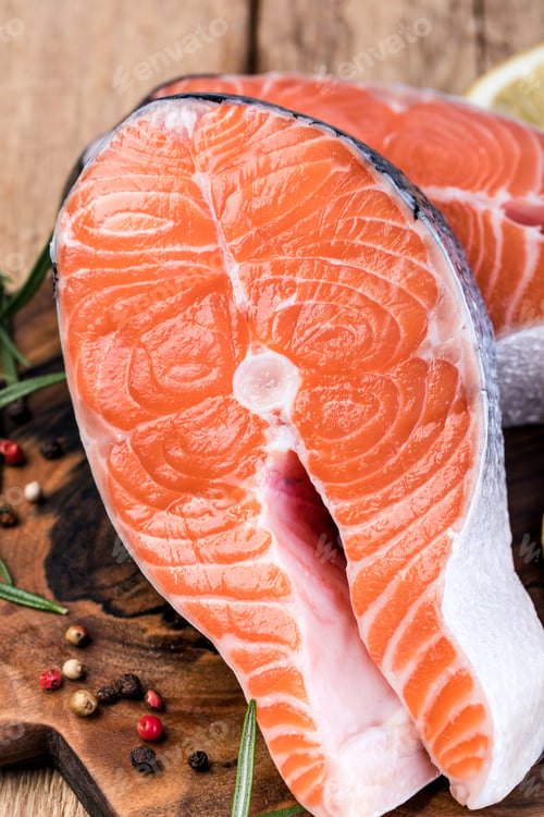Preview: Slice of red fish salmon
