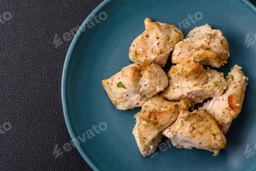 Preview: Delicious fresh chicken meat kebab with salt, spices and herbs